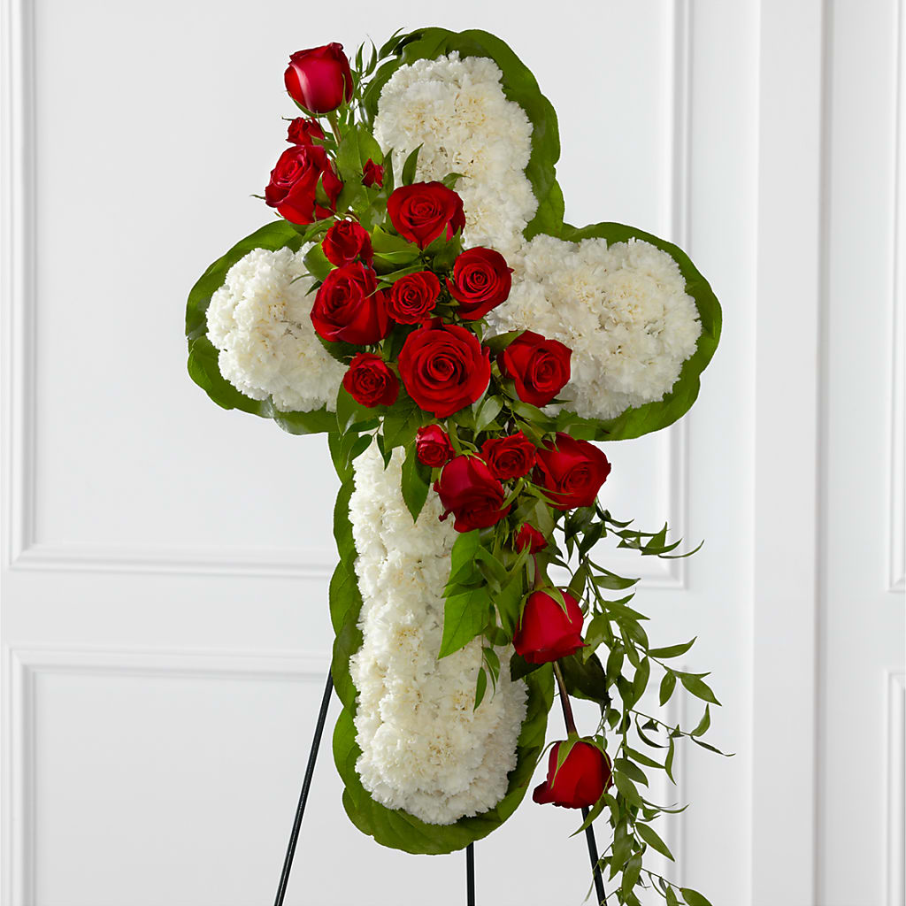 Floral Cross Easel – Foryouflower.com, Tontitown AR