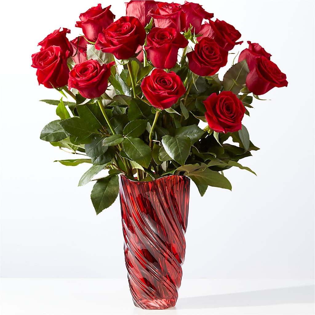 Classic Love Red Rose Bouquet with Luxe Swirl Vase – Foryouflower.com, Tontitown AR
