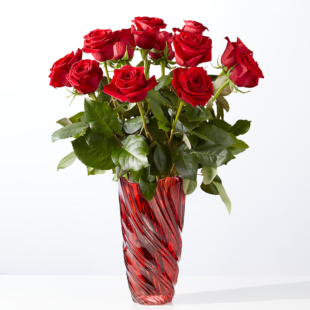Classic Love Red Rose Bouquet with Luxe Swirl Vase – Foryouflower.com, Tontitown AR