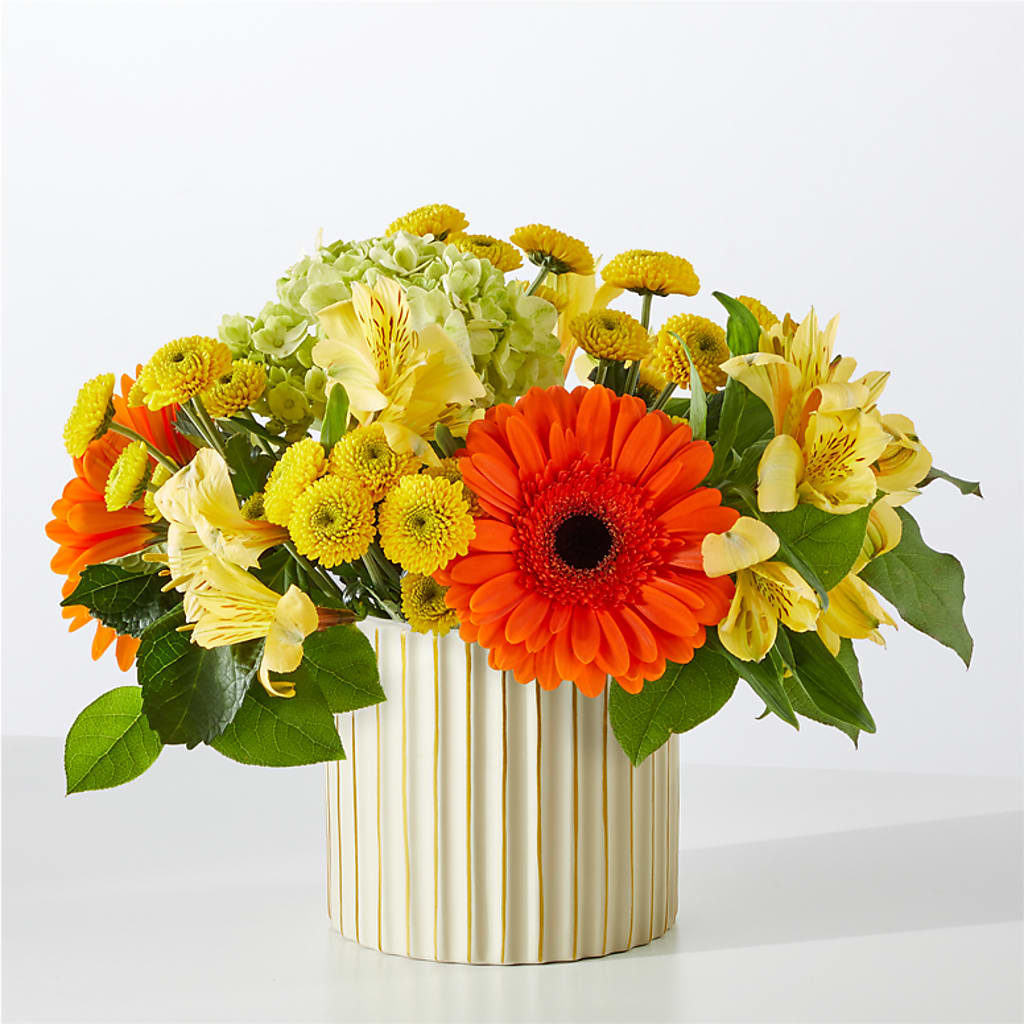 Autumn Sunshine Bouquet with Ivory Vase –  Foryouflower.com, Tontitown AR